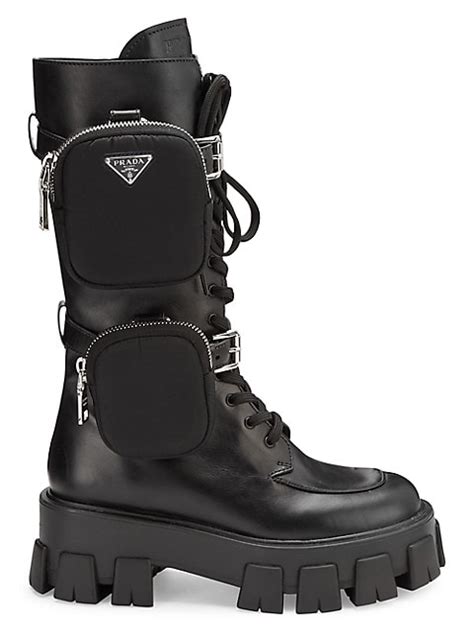 prada lug-sole tall leather combat boots|Prada Pocket Lug.